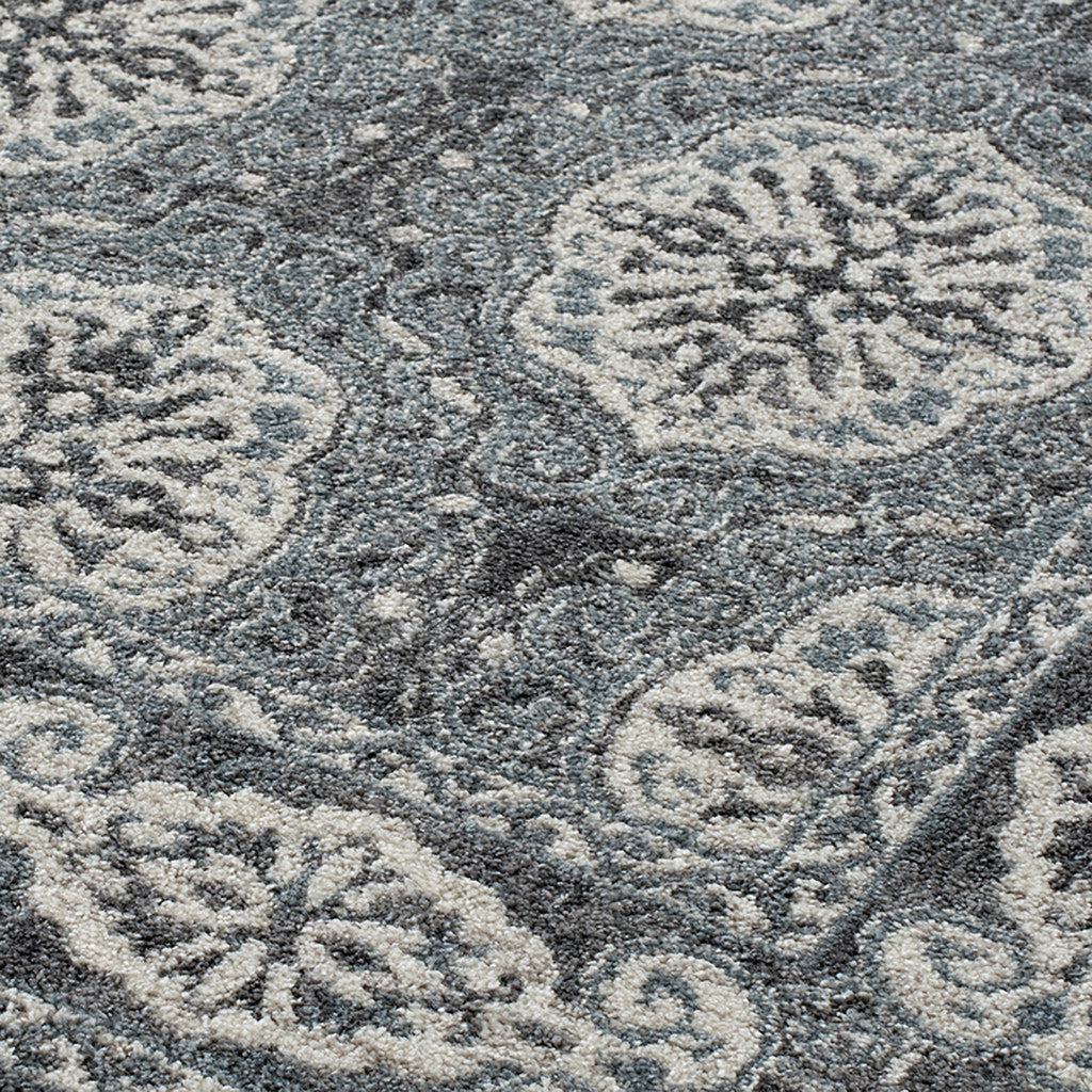 10' Blue Medallion Power Loom Runner Rug