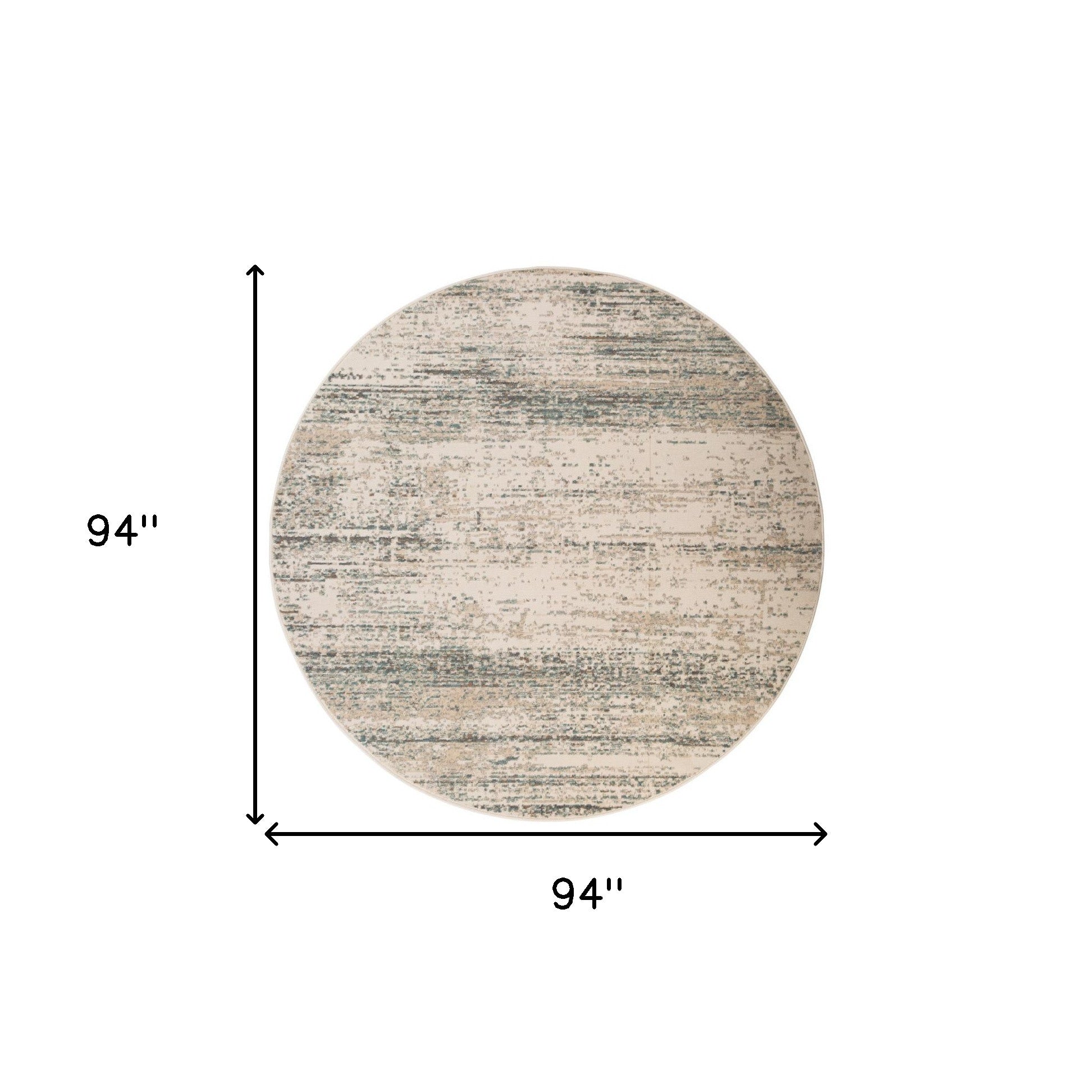 8' Ivory Round Striped Power Loom Area Rug