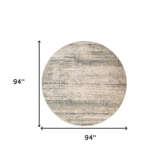 8' Ivory Round Striped Power Loom Area Rug
