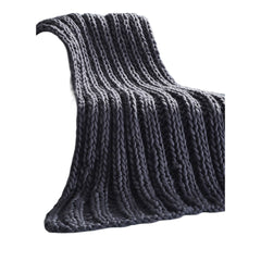 Dark Slate Gray Knitted Polyester Solid Color Throw Blanket