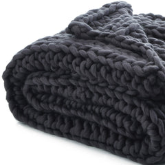 Dark Slate Gray Knitted Polyester Solid Color Throw Blanket