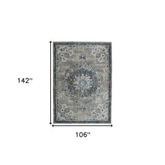 9' x 12' Teal Blue Medallion Power Loom Area Rug