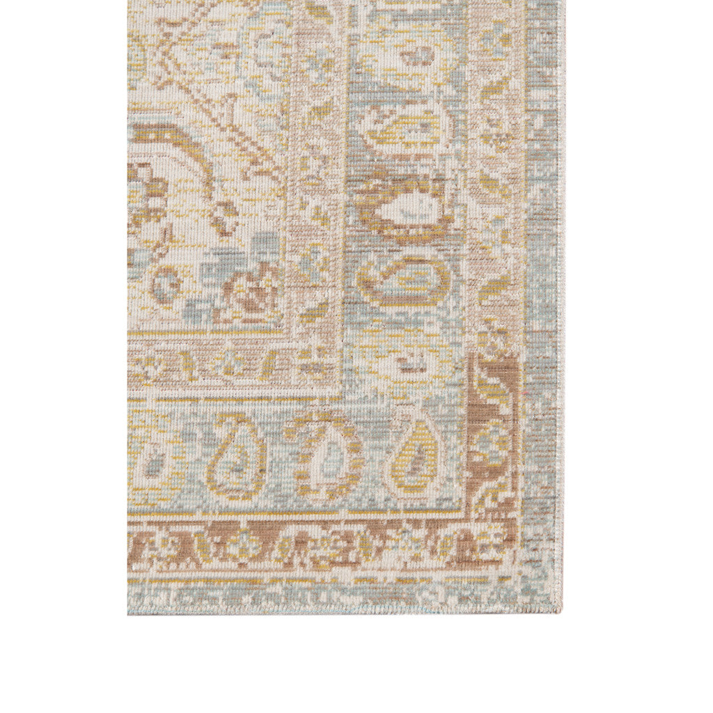 8' x 10' Blue and Gray Medallion Power Loom Distressed Area Rug