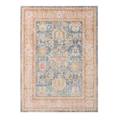 5' x 7' Blue Floral Power Loom Area Rug