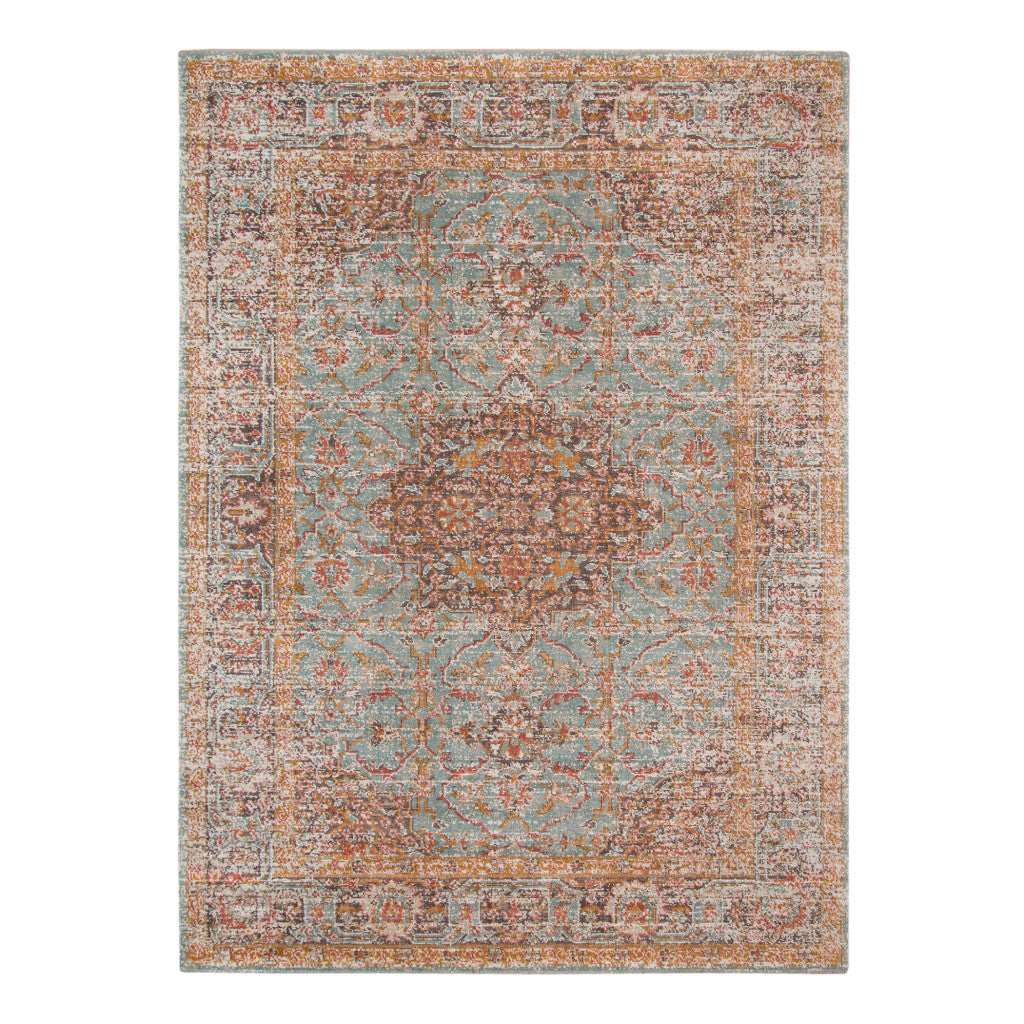 10' x 14' Sea Green Medallion Power Loom Area Rug With Fringe