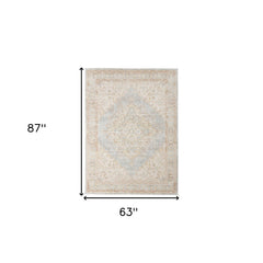 5' x 7' Blue and Gray Medallion Power Loom Area Rug