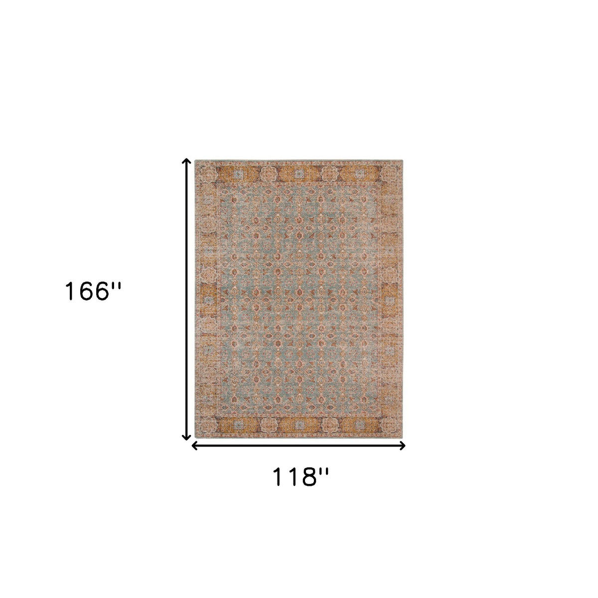 10' x 14' Teal Blue Floral Power Loom Area Rug