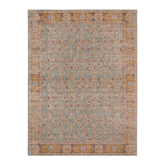 10' x 14' Teal Blue Floral Power Loom Area Rug