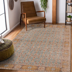 10' x 14' Teal Blue Floral Power Loom Area Rug