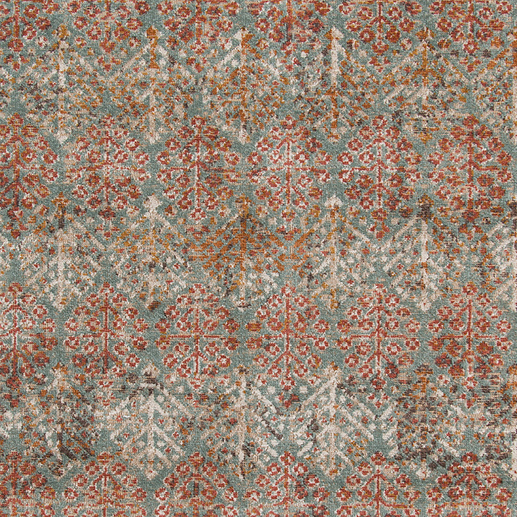 2' x 3' Teal Southwestern Power Loom Area Rug With Fringe