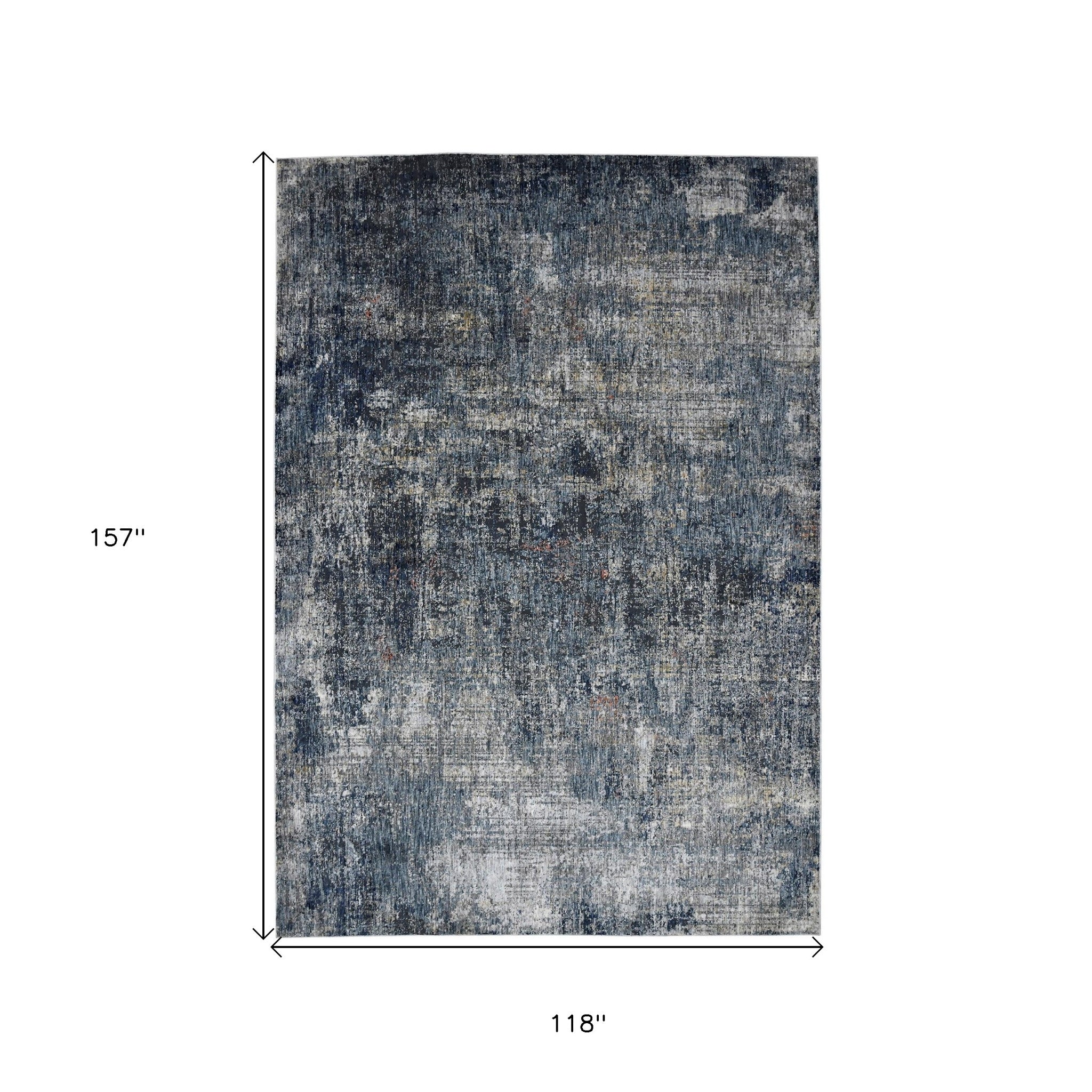 10' x 14' Gray and Orange Abstract Power Loom Area Rug