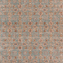 6' Blue and Orange Round Oriental Power Loom Distressed Area Rug