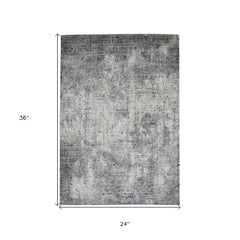 2' x 3' Gray and Ivory Abstract Power Loom Area Rug