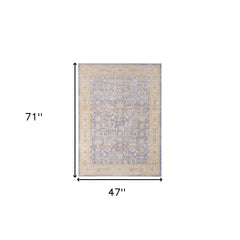 4' x 6' Lavender Blue Floral Power Loom Area Rug