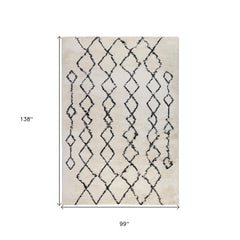 8' x 11' Gray and Ivory Geometric Shag Area Rug