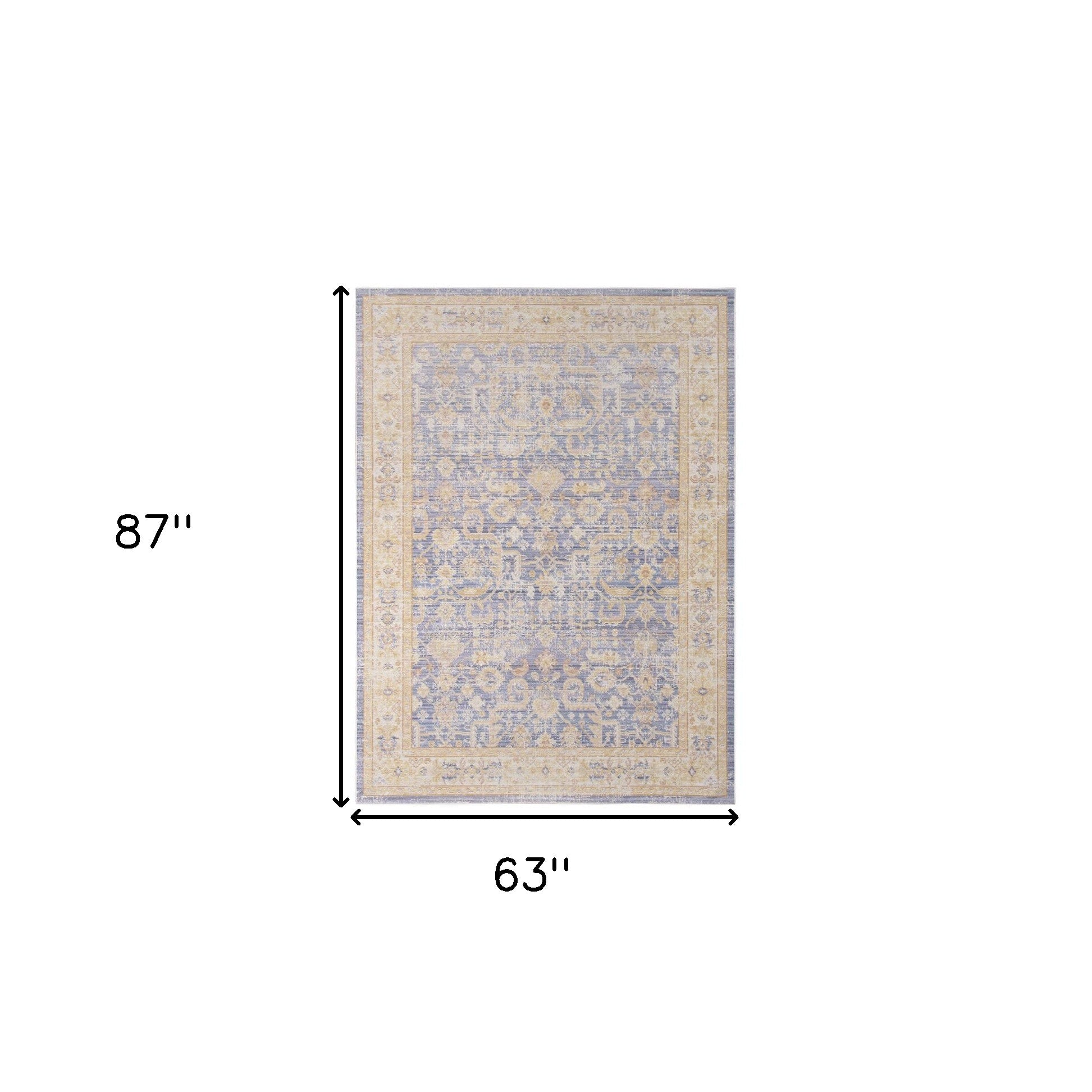 5' x 7' Lavender Blue Floral Power Loom Area Rug