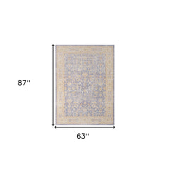 5' x 7' Lavender Blue Floral Power Loom Area Rug