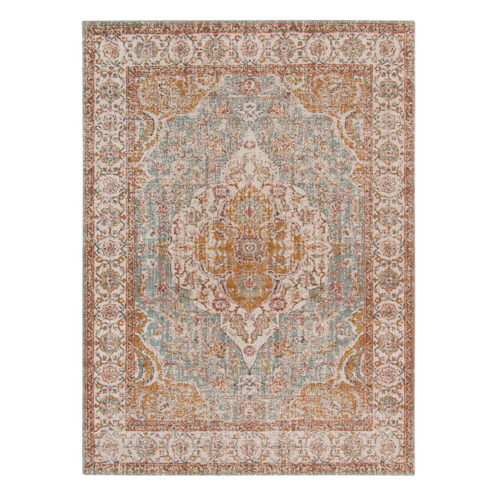 10' x 14' Blue Oriental Power Loom Area Rug