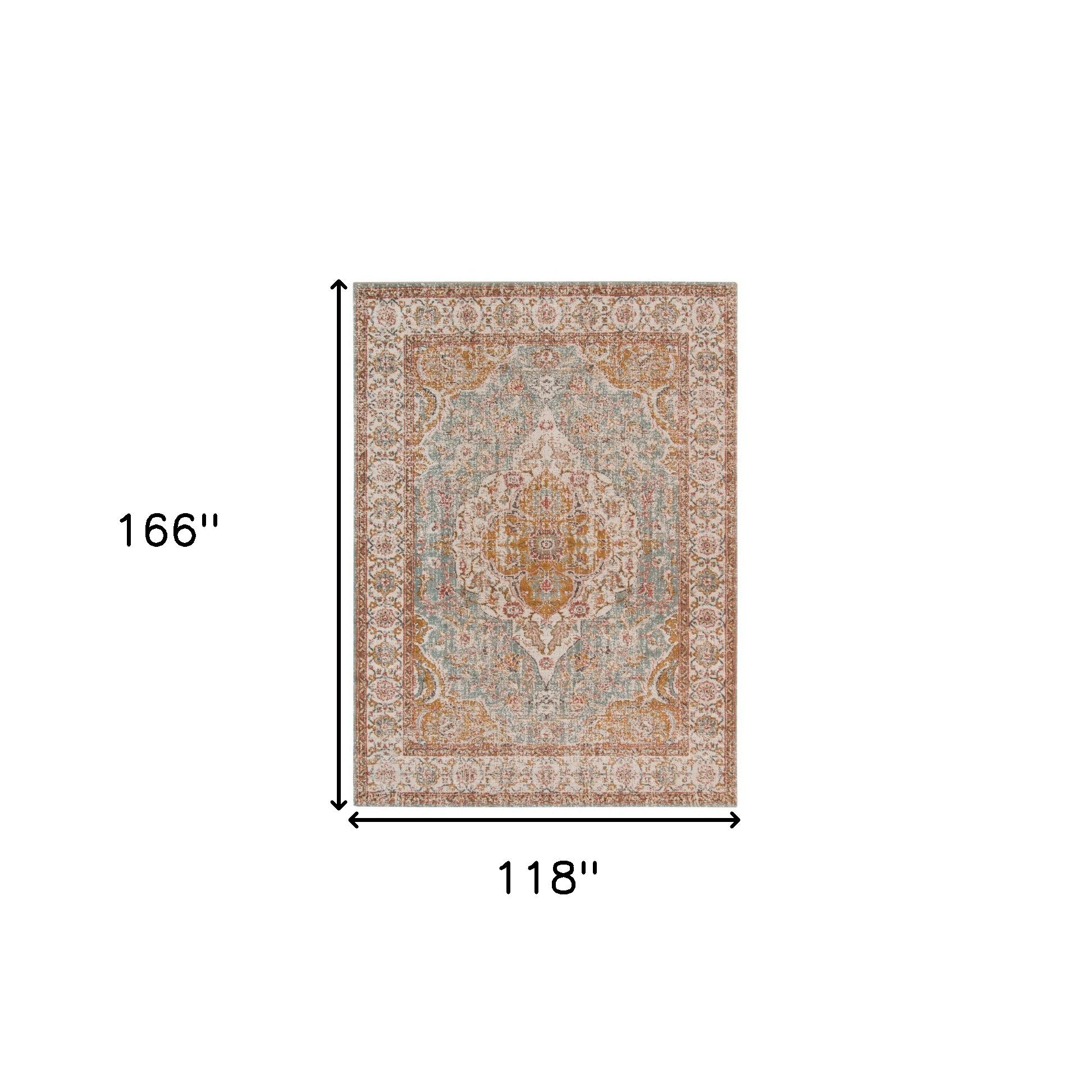10' x 14' Blue Oriental Power Loom Area Rug