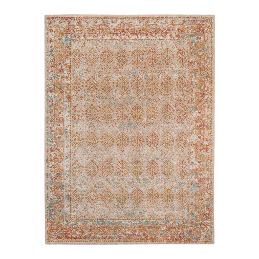 10' x 14' Beige Southwestern Power Loom Area Rug With Fringe