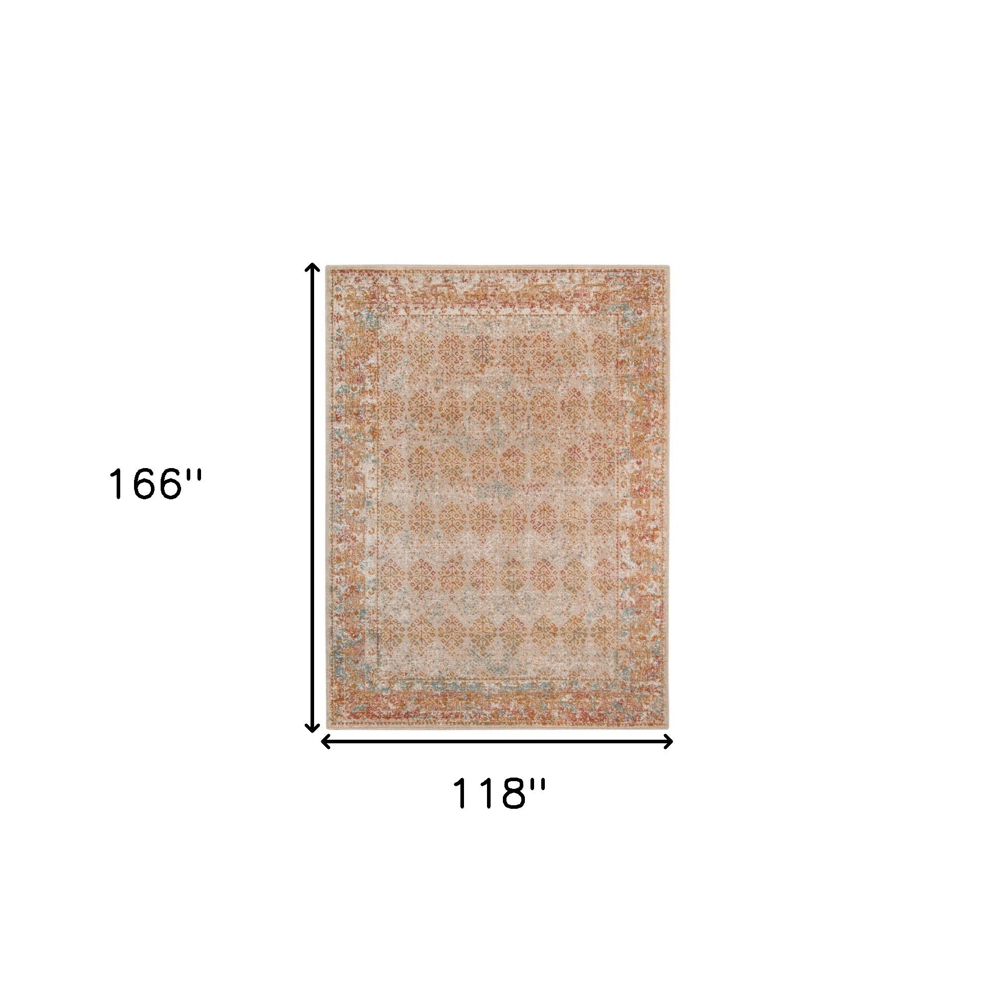 10' x 14' Beige Southwestern Power Loom Area Rug With Fringe