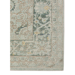 4' x 6' Sea Green Medallion Power Loom Area Rug