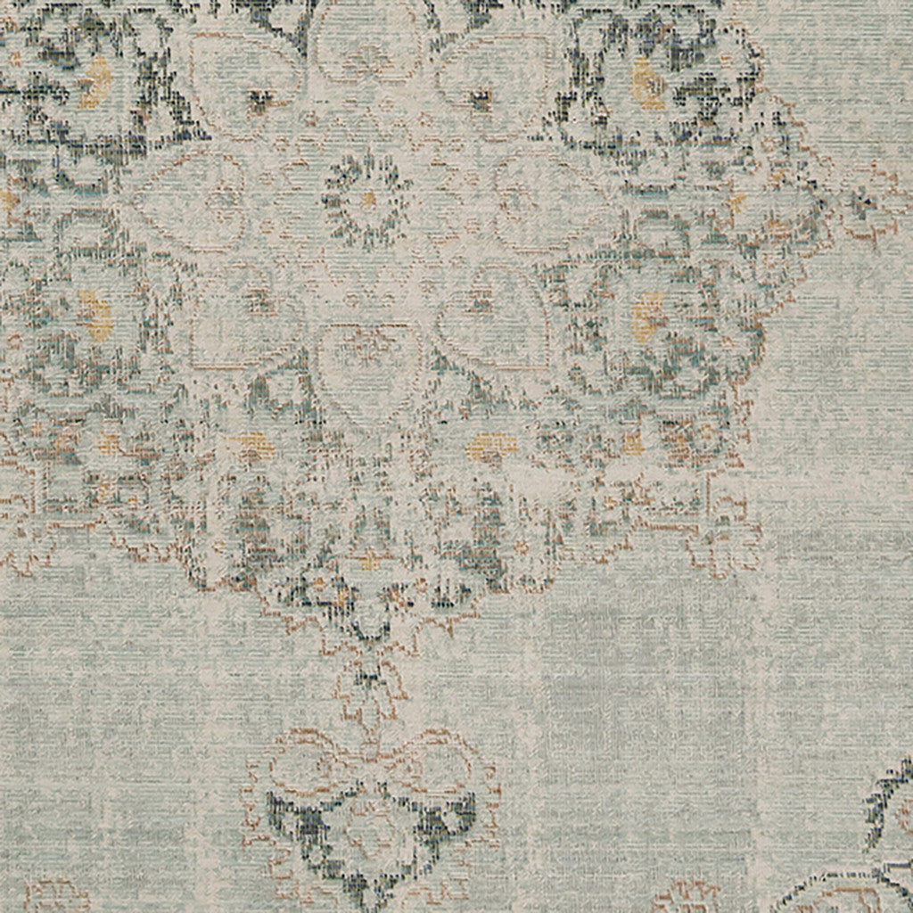 4' x 6' Sea Green Medallion Power Loom Area Rug