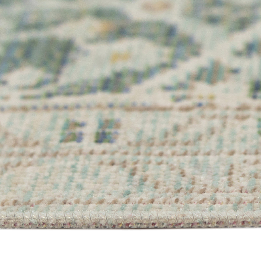 4' x 6' Sea Green Medallion Power Loom Area Rug