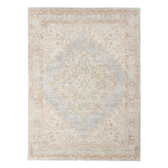 9' X 13' Blue and Gray Medallion Power Loom Distressed Area Rug