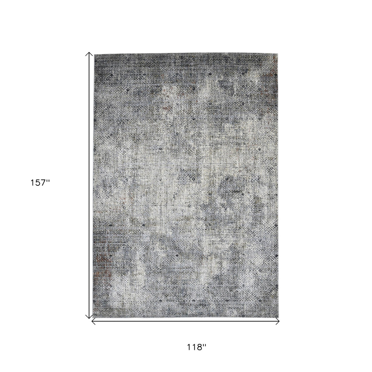 10' x 14' Gray and Ivory Abstract Power Loom Area Rug