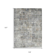 10' x 14' Gray and Orange Abstract Power Loom Area Rug
