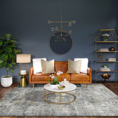 10' x 14' Gray and Orange Abstract Power Loom Area Rug