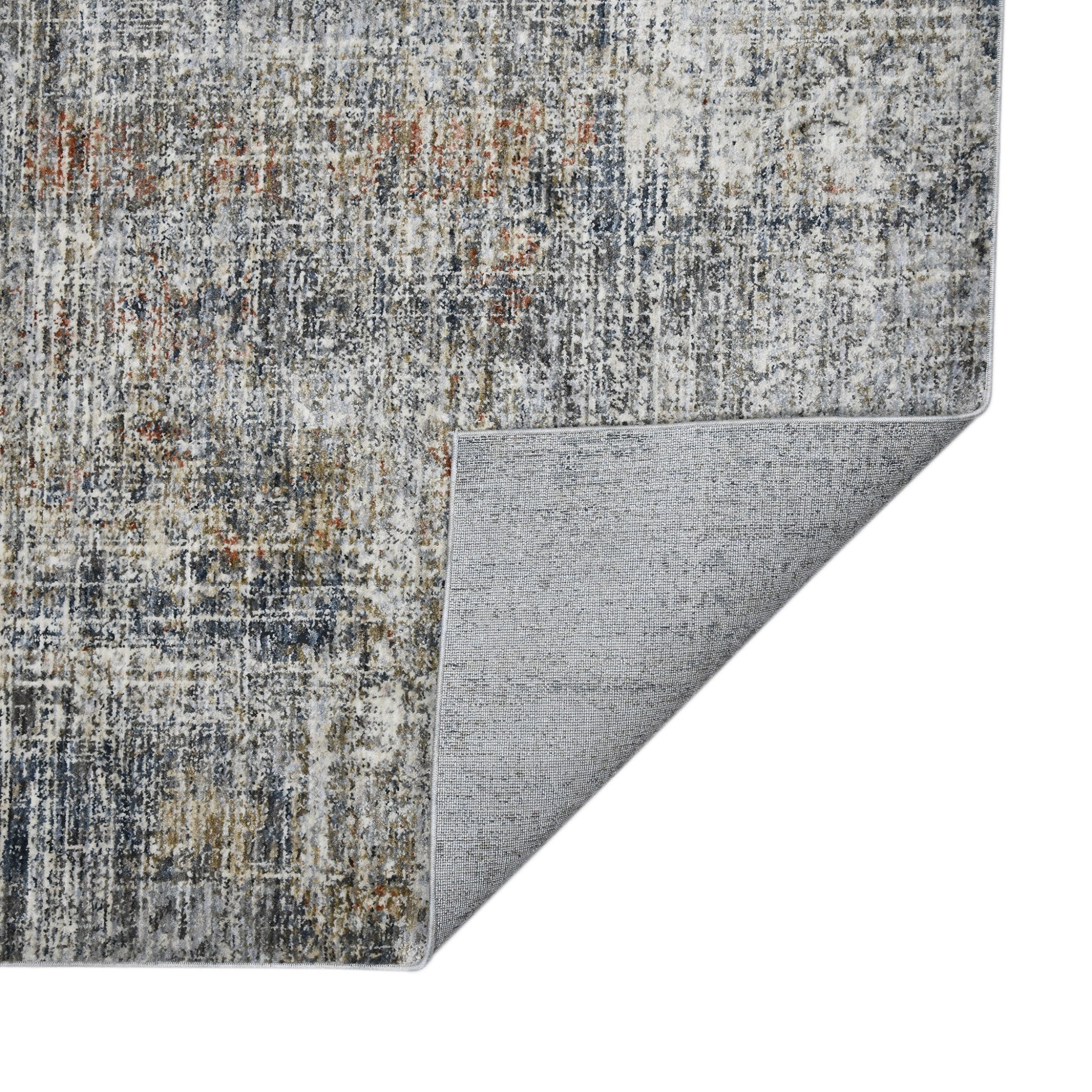 10' x 14' Gray and Orange Abstract Power Loom Area Rug