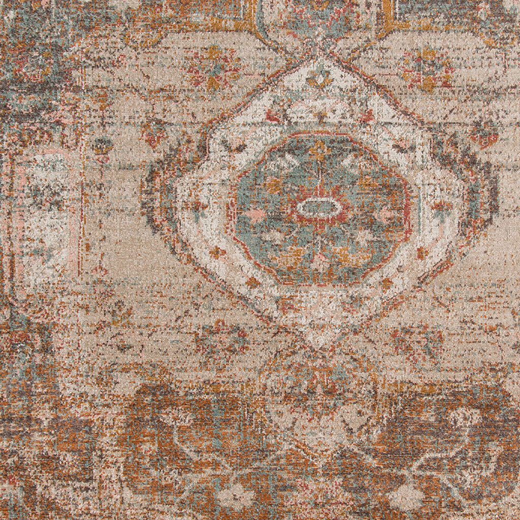 10' x 14' Taupe Medallion Power Loom Area Rug With Fringe