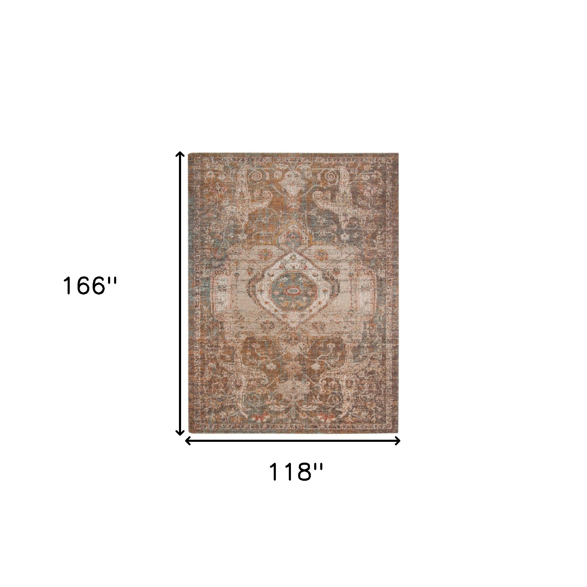 10' x 14' Taupe Medallion Power Loom Area Rug With Fringe