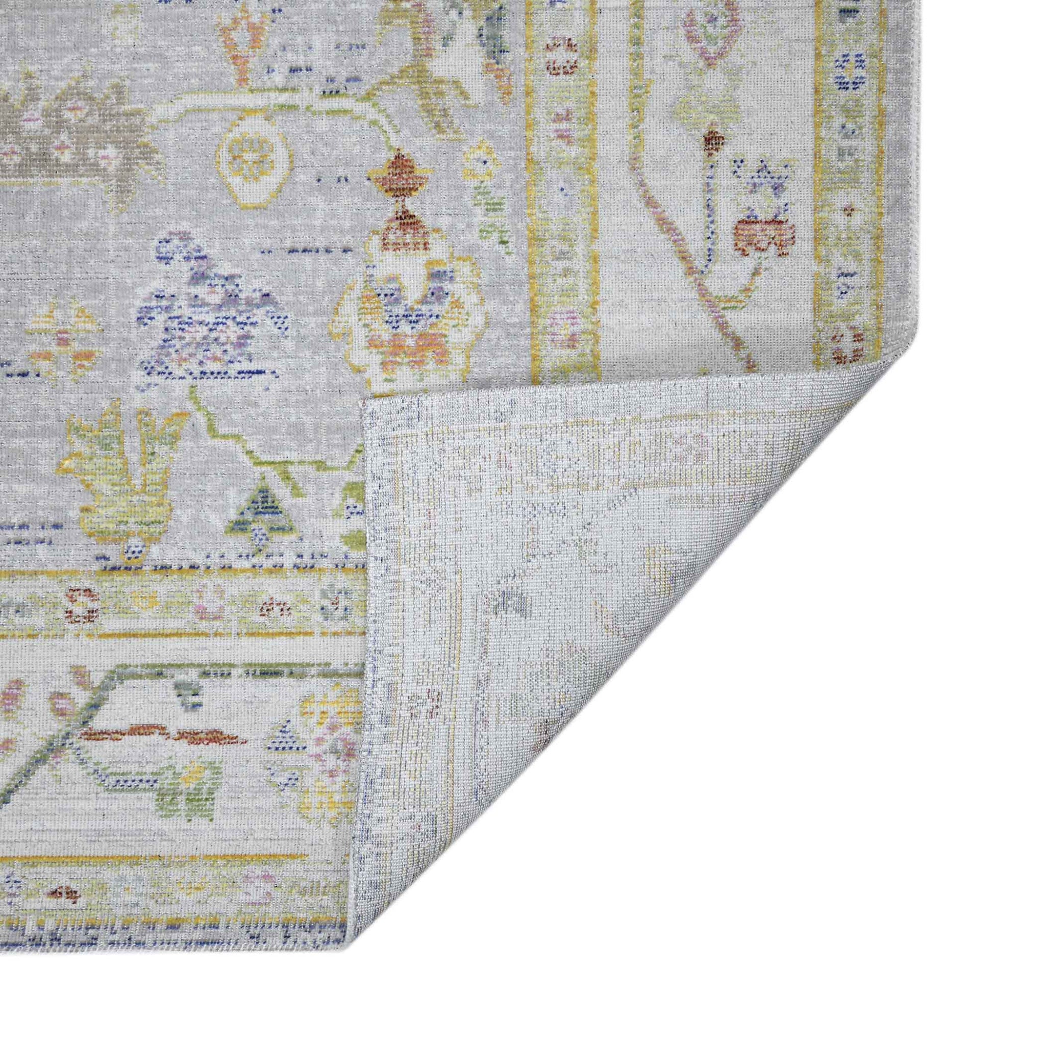 2' x 3' Blue and Ivory Oriental Power Loom Distressed Area Rug