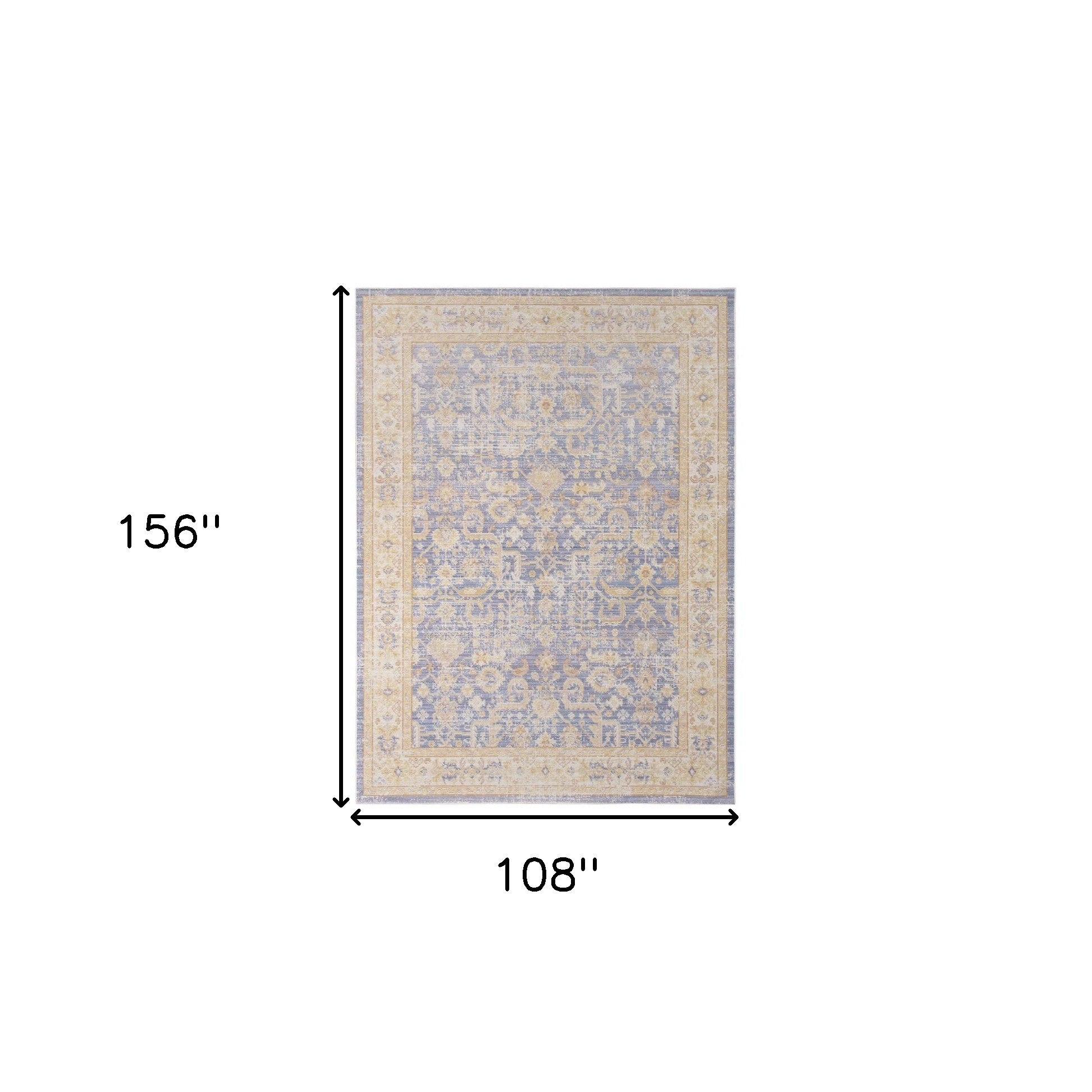 9' X 13' Lavender Blue Floral Power Loom Area Rug