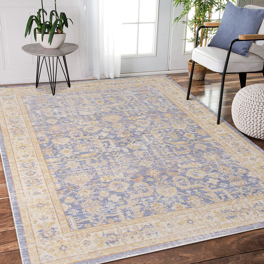 9' X 13' Lavender Blue Floral Power Loom Area Rug
