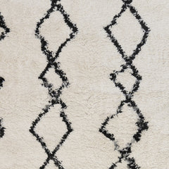 10' Gray and Ivory Geometric Shag Runner Rug
