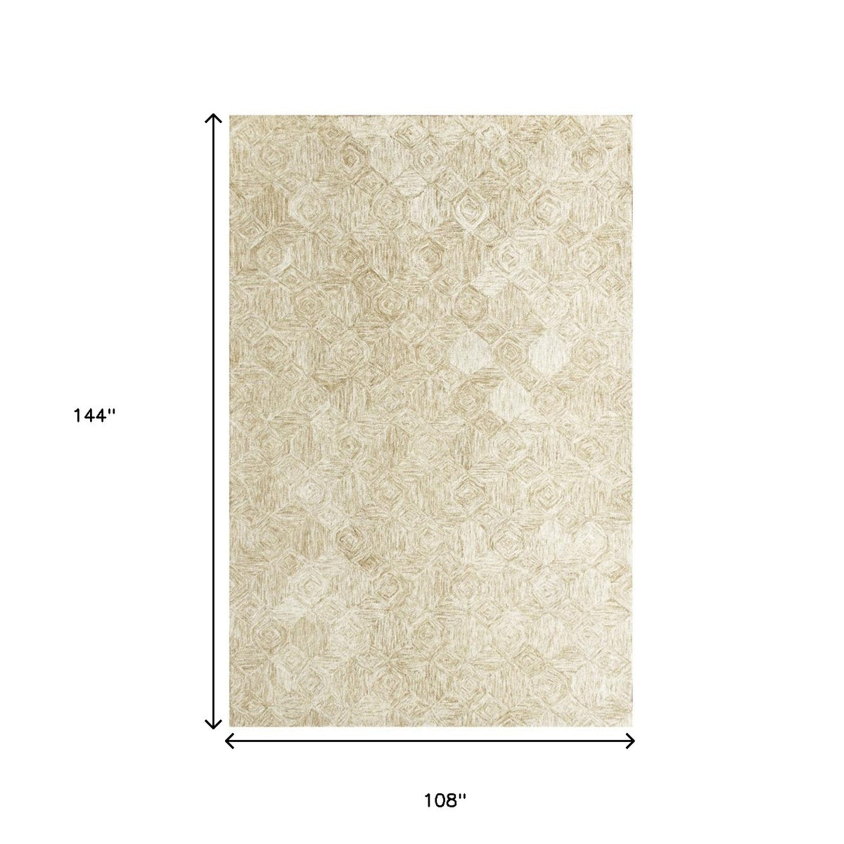 9' x 12' Beige Wool Geometric Hand Tufted Area Rug