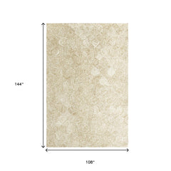 9' x 12' Beige Wool Geometric Hand Tufted Area Rug