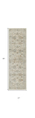 8' Beige and Ivory Oriental Power Loom Distressed Runner Rug With Fringe
