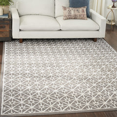8' x 10' Gray and Ivory Geometric Hand Tufted Area Rug