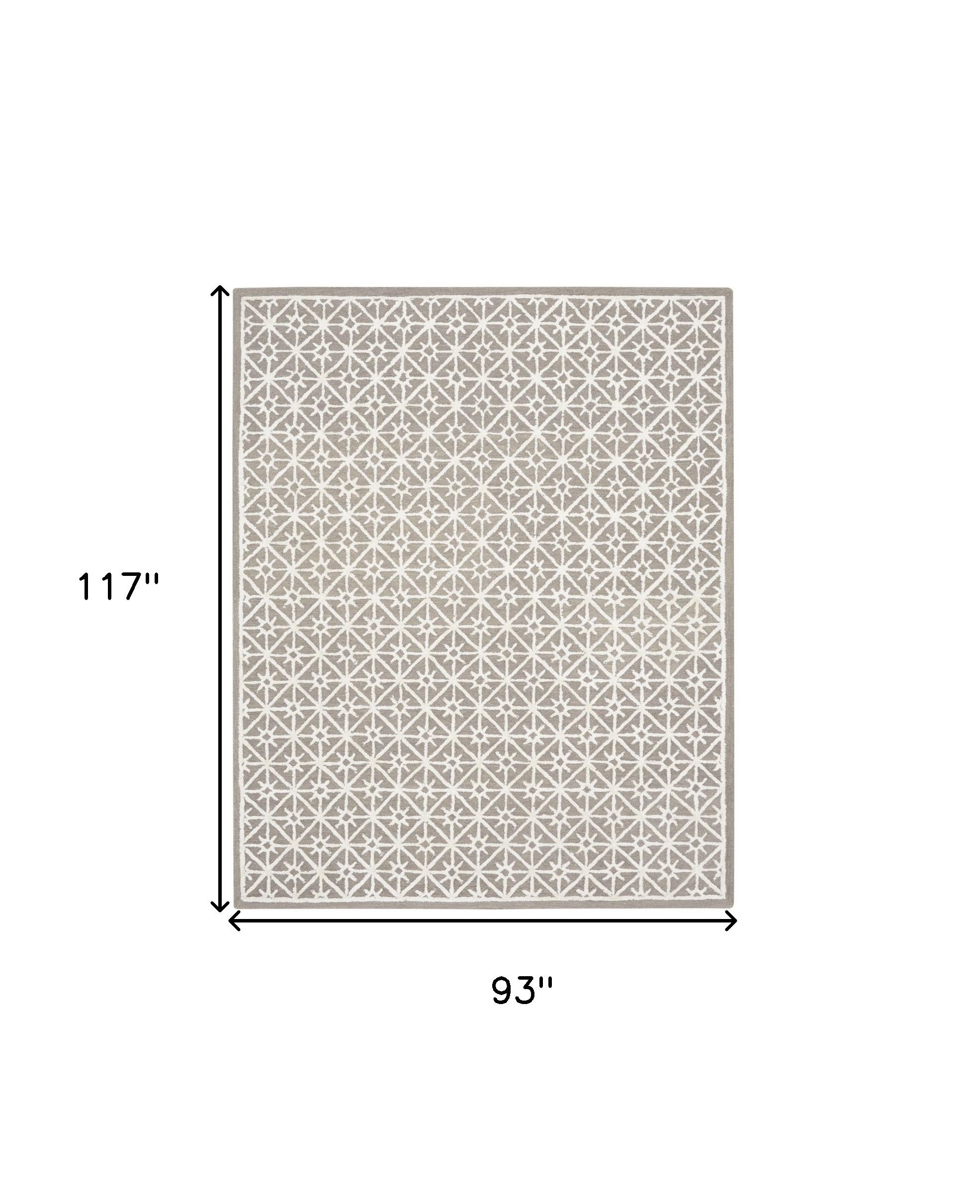 8' x 10' Gray and Ivory Geometric Hand Tufted Area Rug