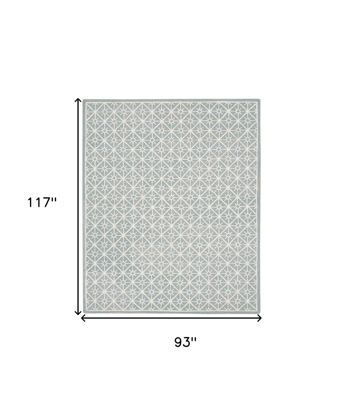 8' x 10' Light Blue and White Geometric Hand Tufted Area Rug