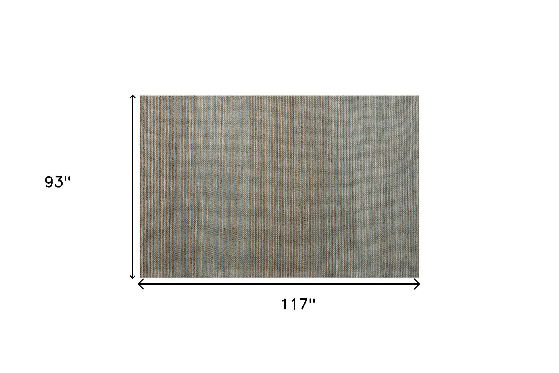 8' x 10' Blue Striped Hand Woven Area Rug