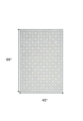 4' x 6' Light Blue and White Geometric Hand Tufted Area Rug