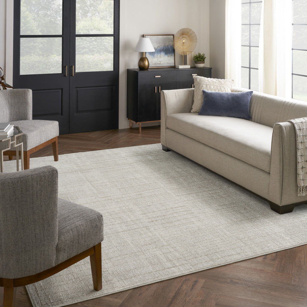 8' x 10' Gray and Ivory Abstract Power Loom Area Rug