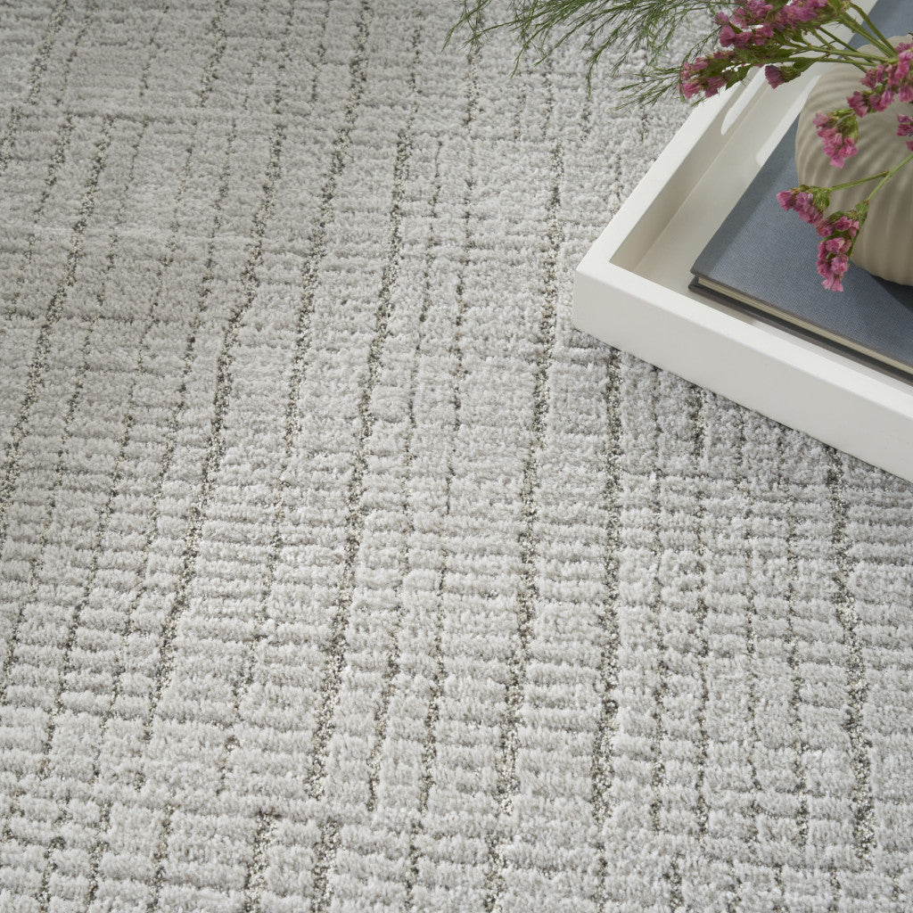 8' x 10' Gray and Ivory Abstract Power Loom Area Rug