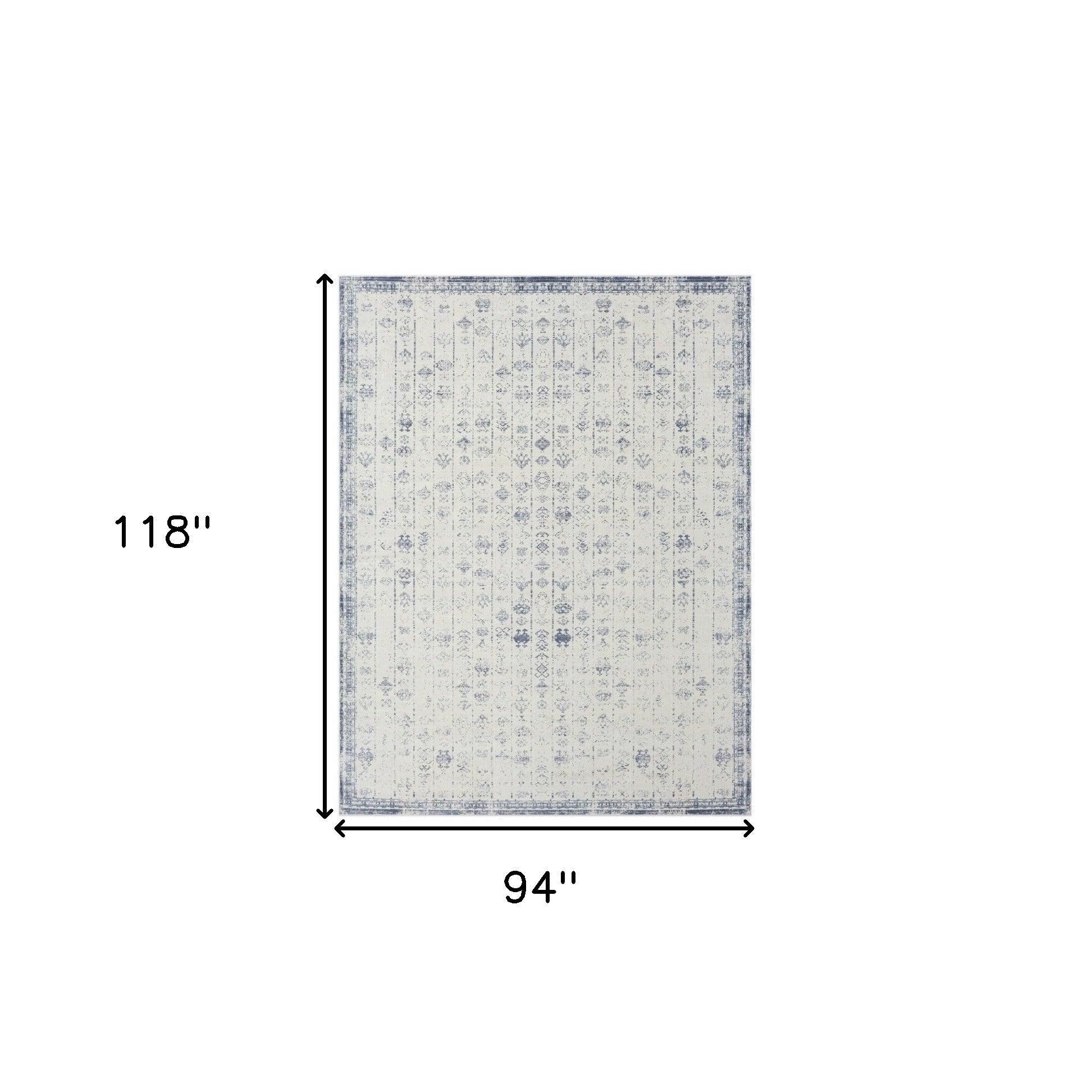 8' x 10' Gray Abstract Washable Non Skid Area Rug
